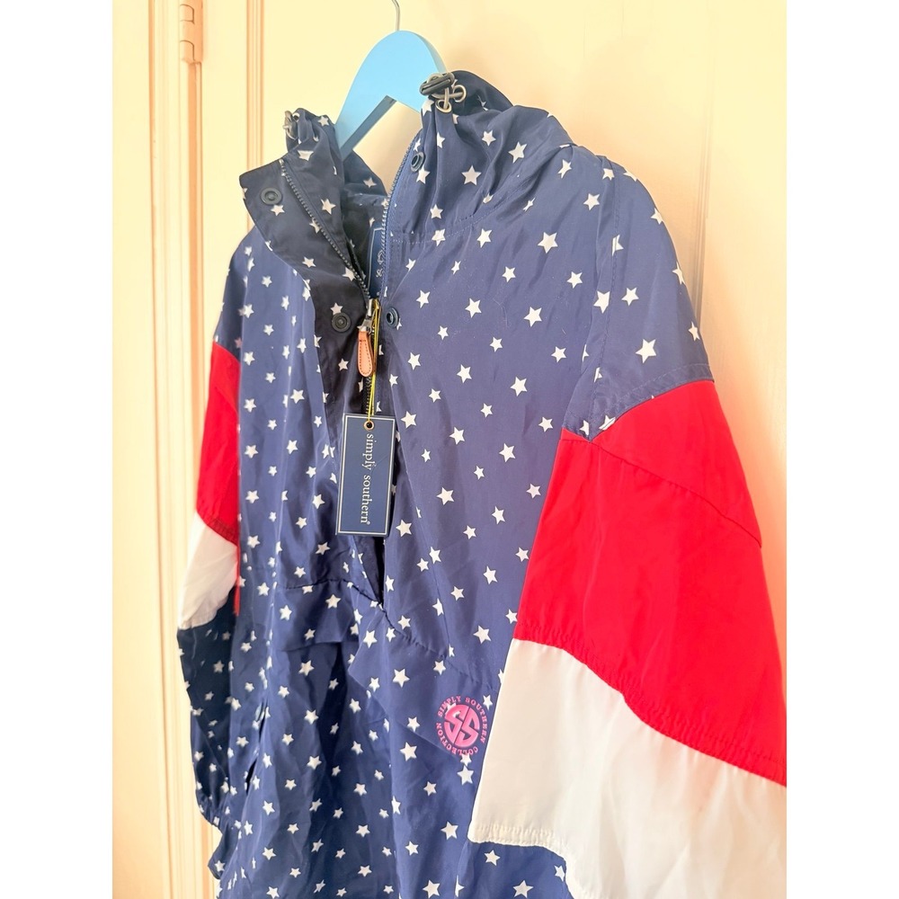 NWT SIMPLY SOUTHERN red white blue pullover popover windbreaker jacket American - Picture 1 of 9